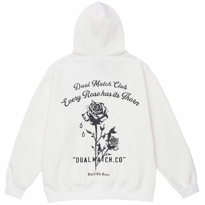 "White Roses" Unisex Men Women Streetwear Graphic Hoodie Daulet Apparel