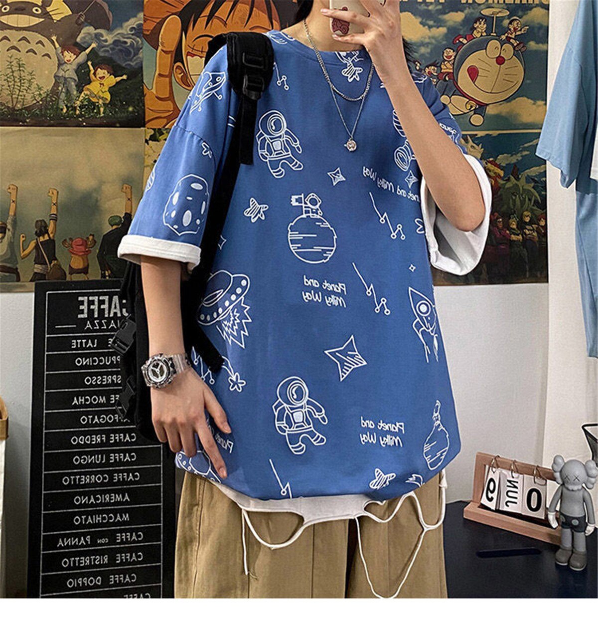 "Scatter Blues" Unisex Men Women Streetwear Graphic T-Shirt Daulet Apparel