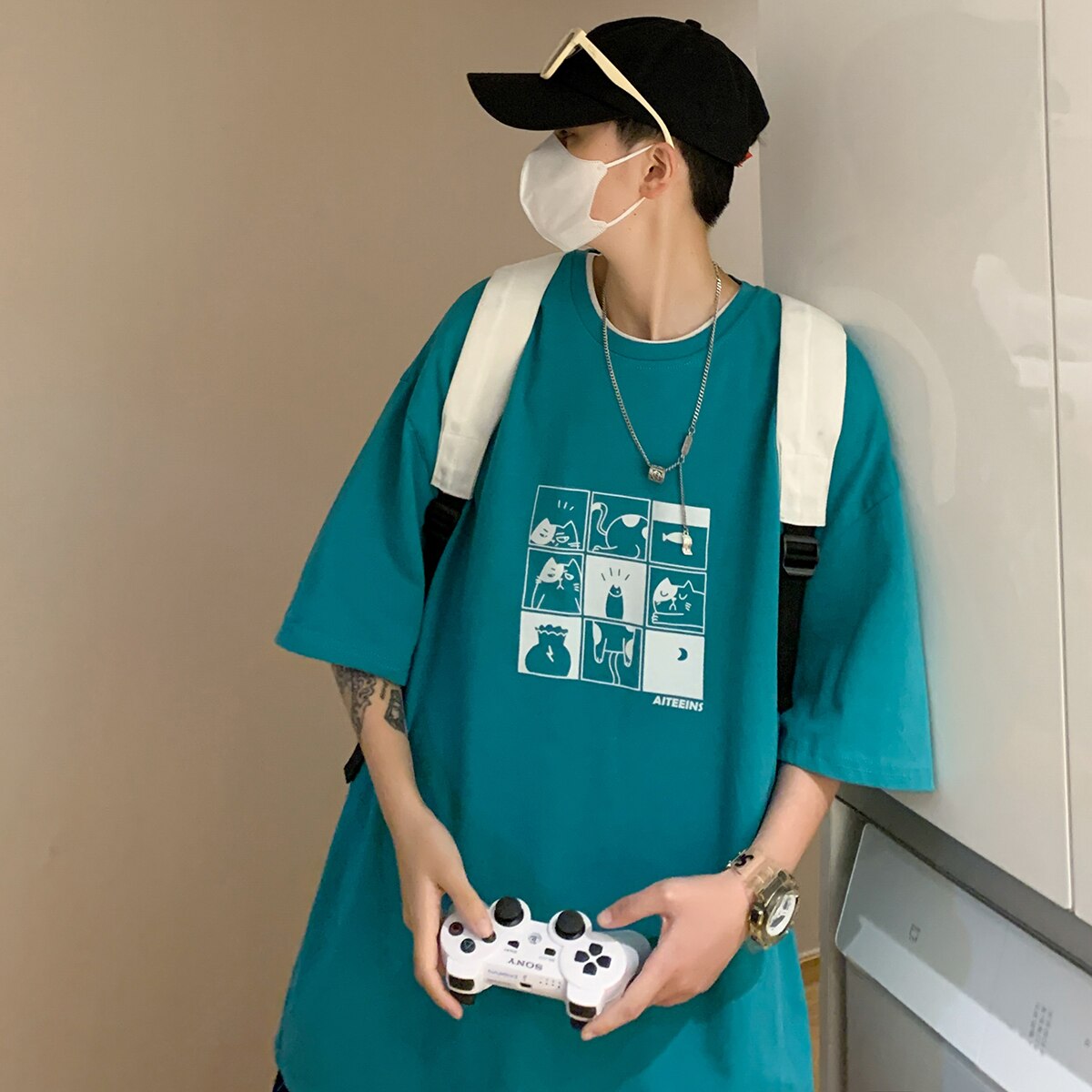 "Sqaure House" Unisex Men Women Streetwear Graphic T-Shirt Daulet Apparel