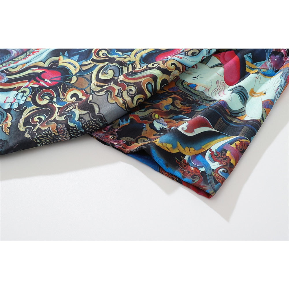 "Angel Dragon" Unisex Streetwear Graphic Button Shirt Daulet Apparel