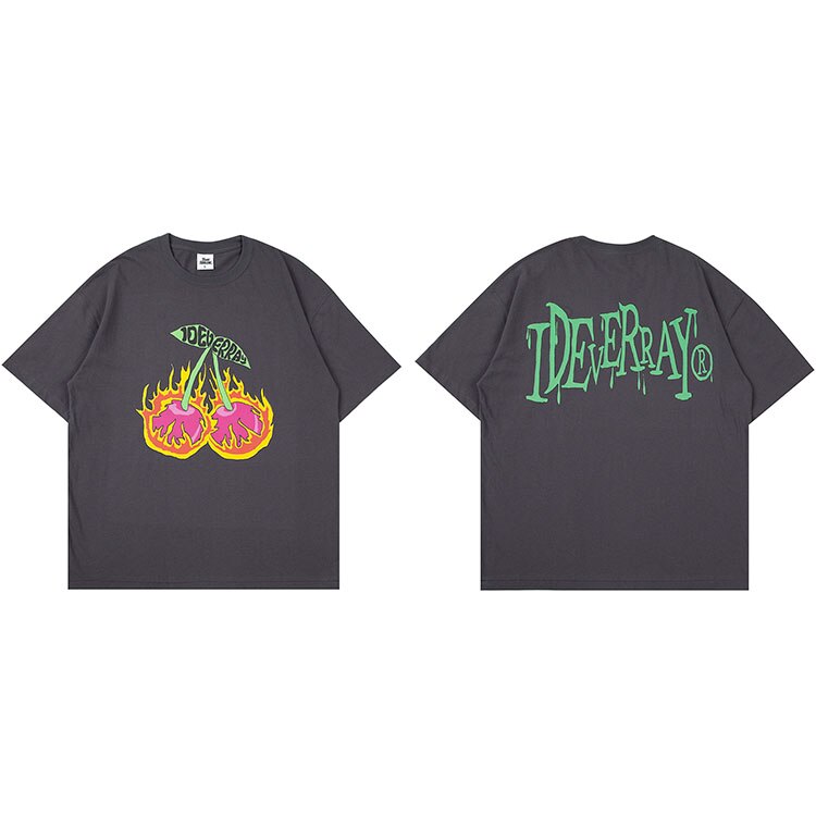 "Cherry Flame" Unisex Men Women Streetwear Graphic T-Shirt Daulet Apparel