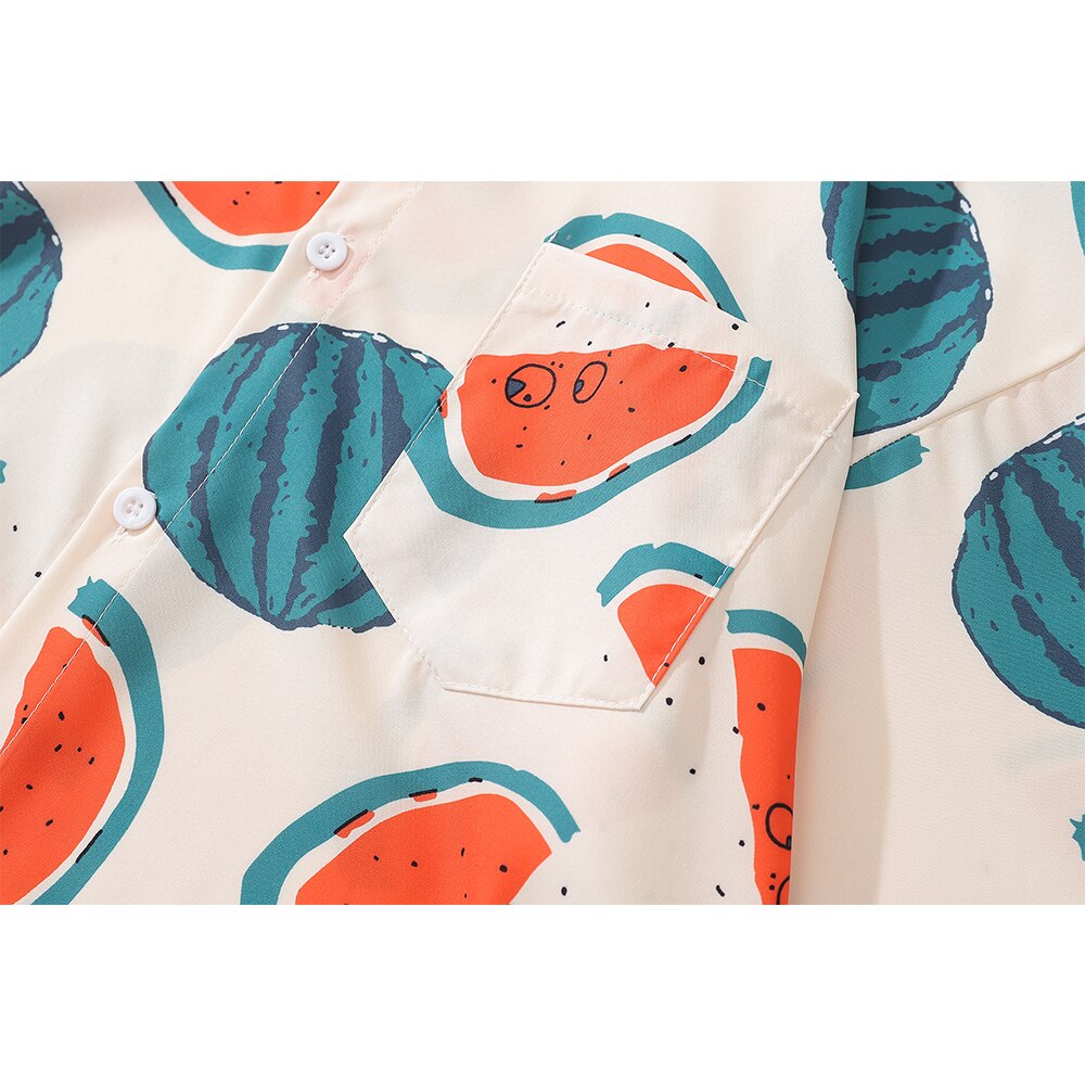 "Watermelon" Unisex Men Women Streetwear Graphic Button Shirt Daulet Apparel