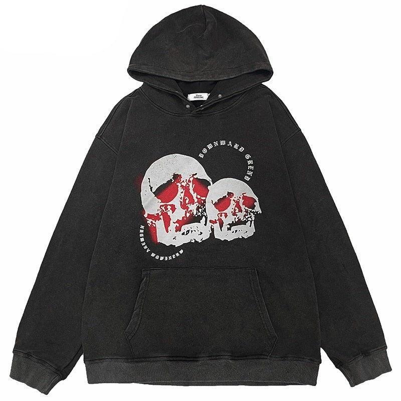 "Red Skull" Unisex Men Women Streetwear Graphic Hoodie Daulet Apparel