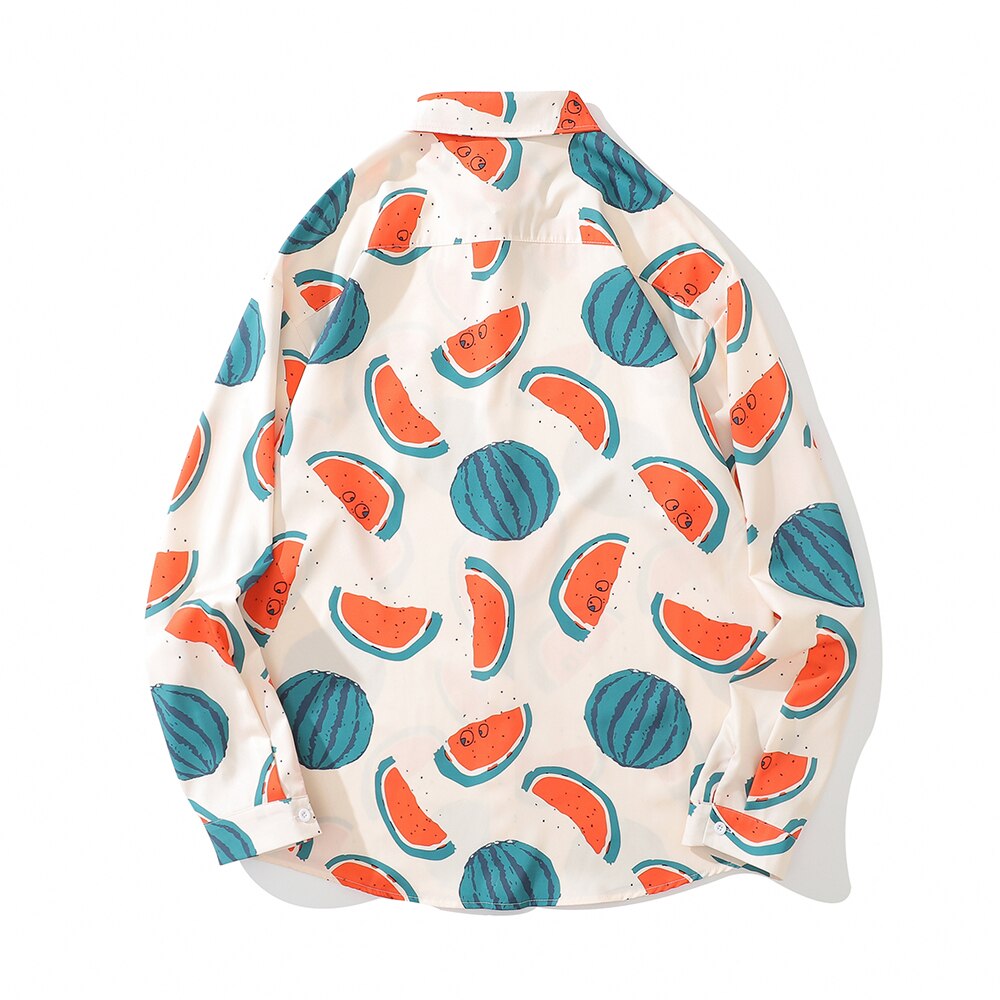 "Watermelon" Unisex Men Women Streetwear Graphic Button Shirt Daulet Apparel