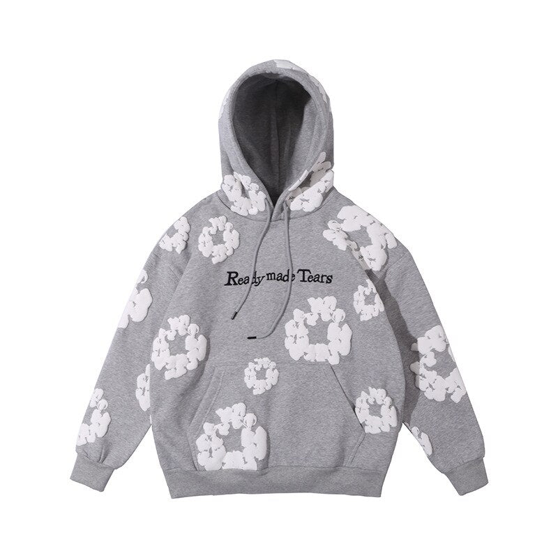 "White Flower" Unisex Men Women Streetwear Graphic Hoodie Daulet Apparel
