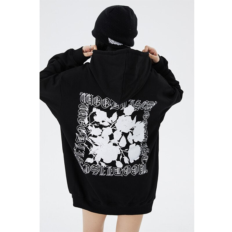 "Black Roses" Unisex Men Women Streetwear Graphic Hoodie Daulet Apparel