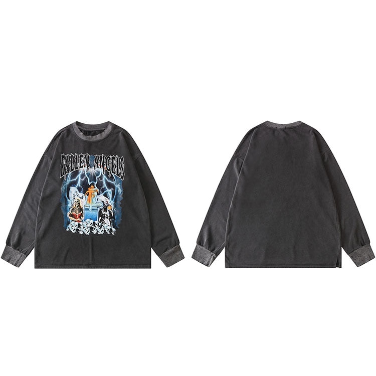 "Fallen Angel" Unisex Men Women Streetwear Graphic Sweatshirt Daulet Apparel