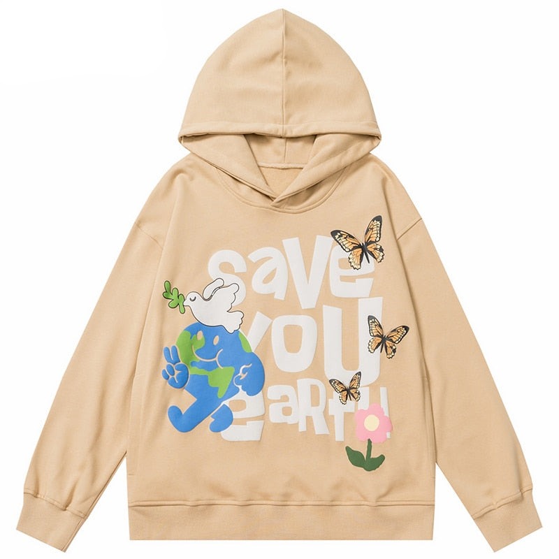 "Save The Earth" Unisex Men Women Streetwear Graphic Hoodie Daulet Apparel