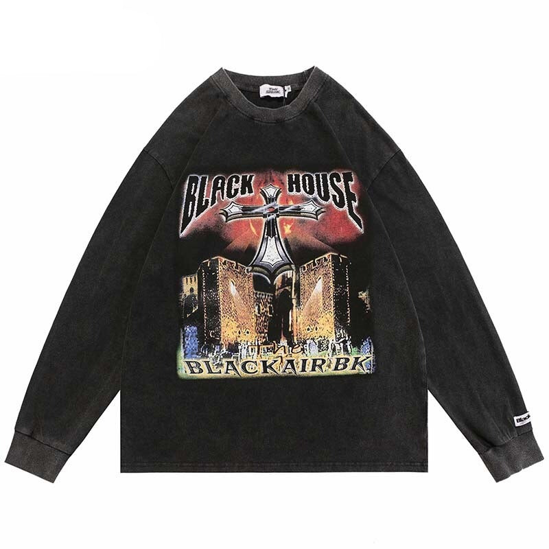 "Smoked House" Unisex Men Women Streetwear Graphic T-Shirt Daulet Apparel