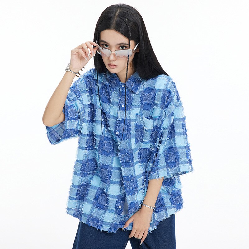 "Retro Blue" Unisex Men Women Streetwear Graphic Shirt Daulet Apparel