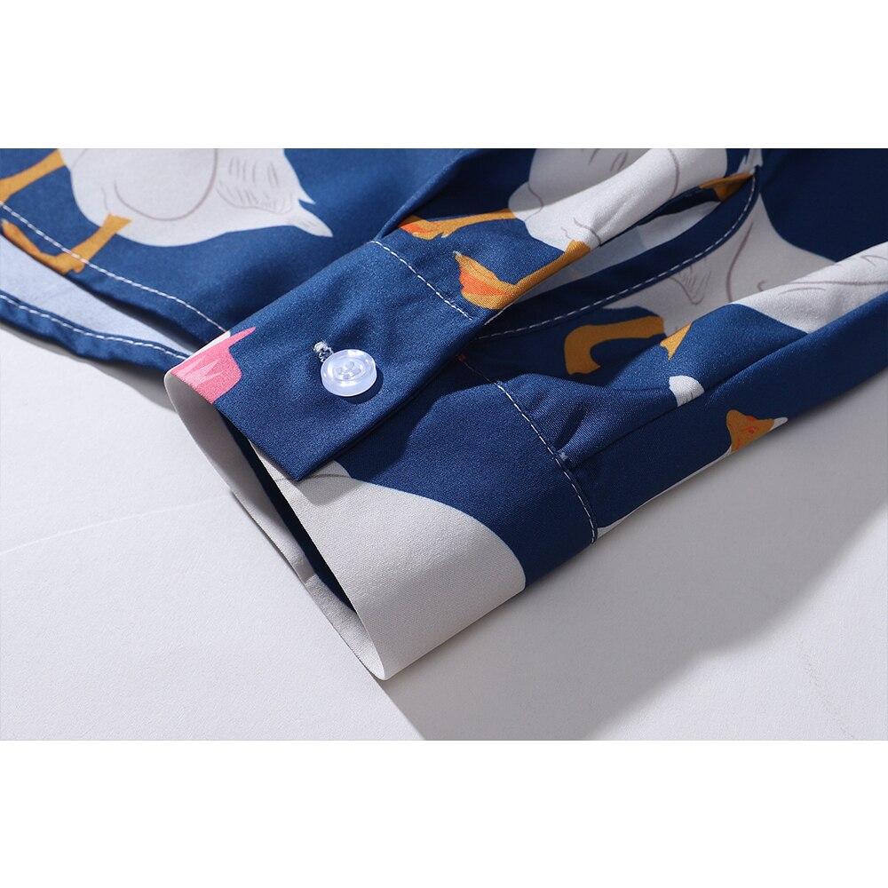 "Duckie" Unisex Men Women Streetwear Graphic Button Up Shirt Daulet Apparel