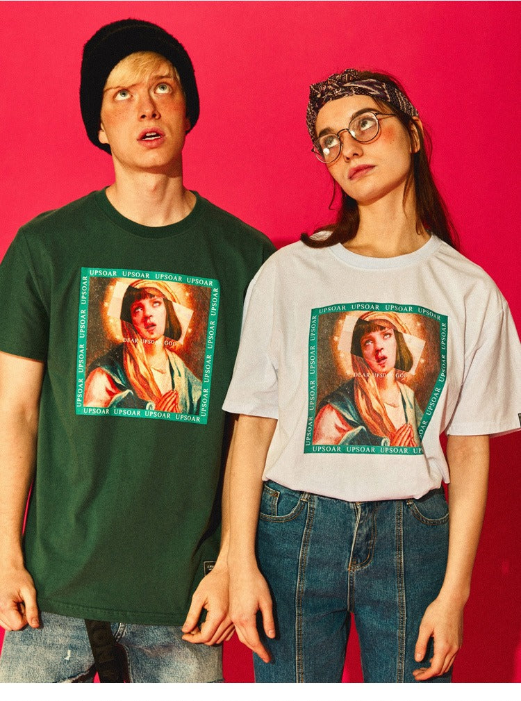 "Virgin Mary" Unisex Men Women Streetwear Graphic T-Shirt Daulet Apparel
