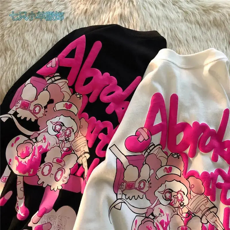 Cotton Harajuku Anime Graphic Tees Woman Tshirts Streetwear Women Top Fashion Summer Short-sleeved Y2k Tops Kawaii Japanese Daulet Apparel