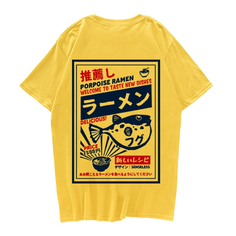 Puffer Fish Ramen Print Short Sleeve T Shirts Harajuku Hip Hop Casual Streetwear Tees Shirt 2020 Mens Summer100% cotton T-shirt Daulet Apparel