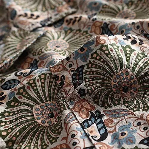 Retro Cuba Neck Floral Print Mens Shirts High Street Fashion Loose Short Sleeve Womens Tops Blouse Japan Harajuku Beach Hawaiian Daulet Apparel