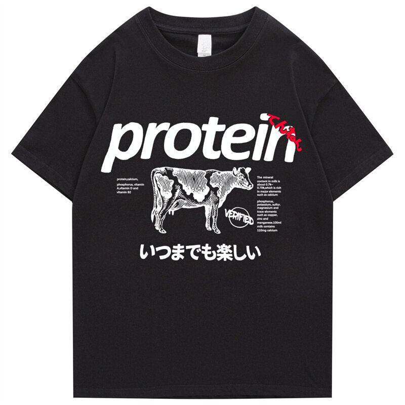 2022 Protein Cartoon Graphic Kawaii Men Tshirt Summer Short Sleeve Oversize Man T Shirt Japanese Harajuku Men's Clothing Daulet Apparel