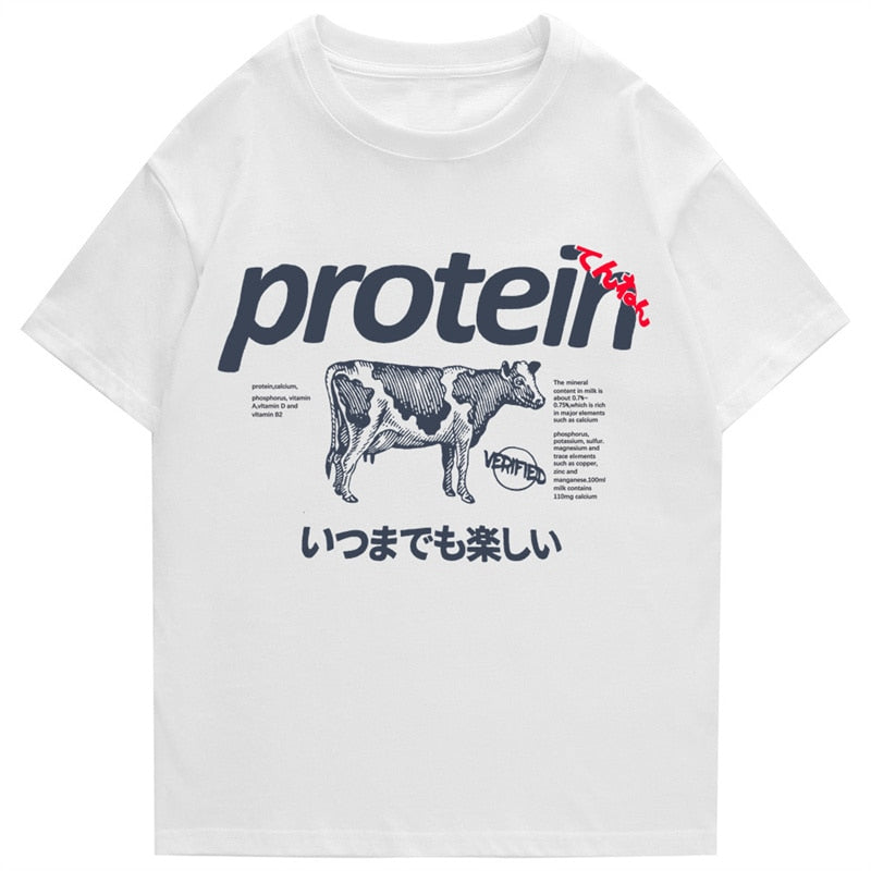 2022 Protein Cartoon Graphic Kawaii Men Tshirt Summer Short Sleeve Oversize Man T Shirt Japanese Harajuku Men's Clothing Daulet Apparel