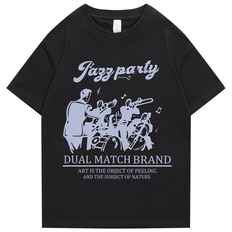 Hip Hop Retro Cartoon Band Print Men's and Women's Short Sleeve T-Shirts Summer 2022 Harajuku 100% Cotton Loose Casual T-Shirts Daulet Apparel