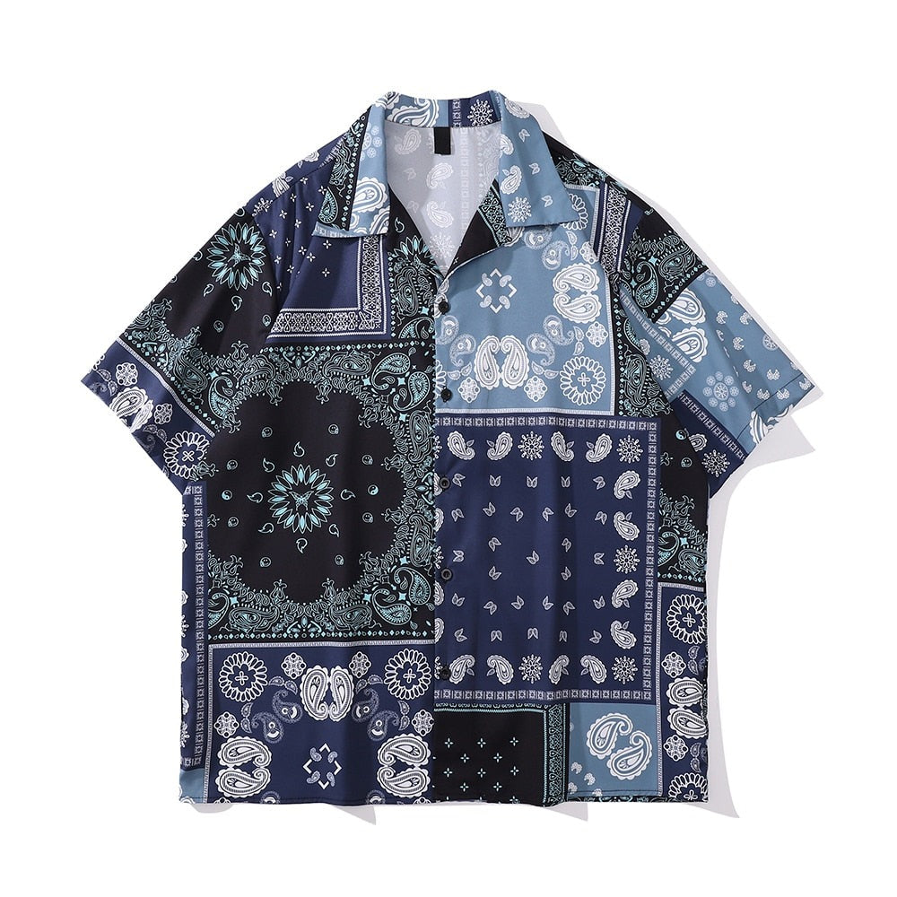 "Blue Bandana" Unisex Men Women Streetwear Graphic Shirt Daulet Apparel