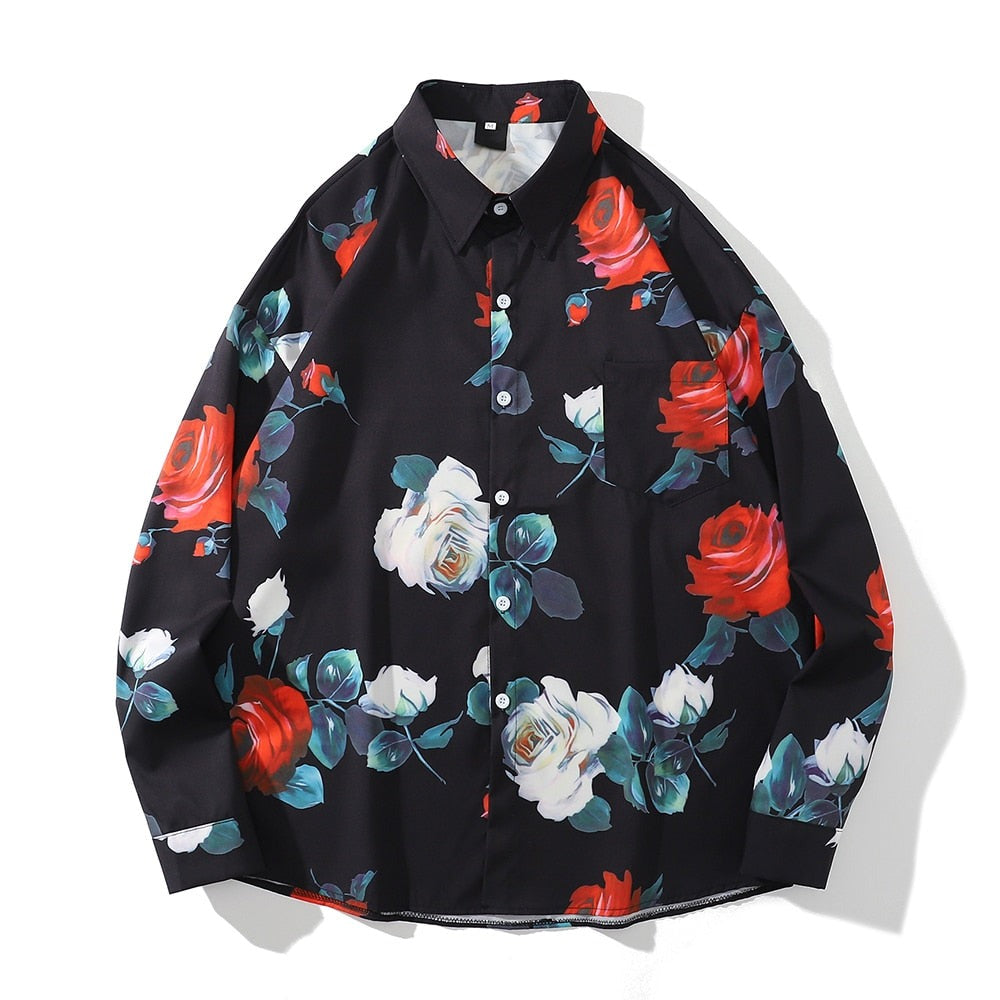 "Flower Garden" Unisex Men Women Streetwear Graphic Button Shirt Daulet Apparel