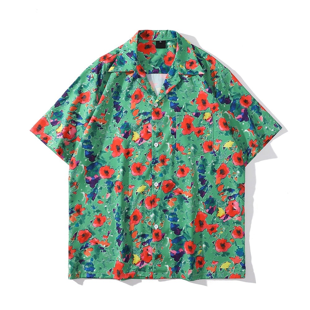 "Green Floral" Unisex Men Women Streetwear Graphic Shirt Daulet Apparel