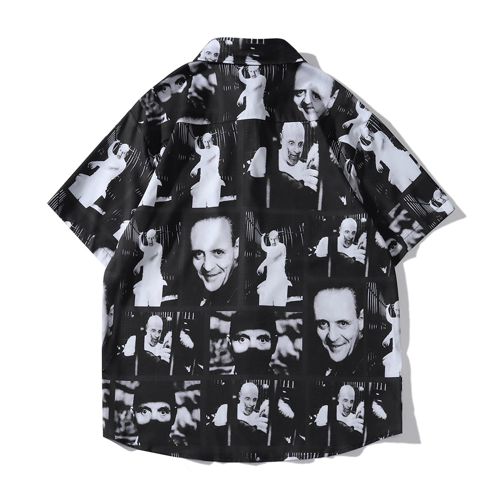 "Akhan Collage" Unisex Graphic Streetwear Button Up Shirt Daulet Apparel