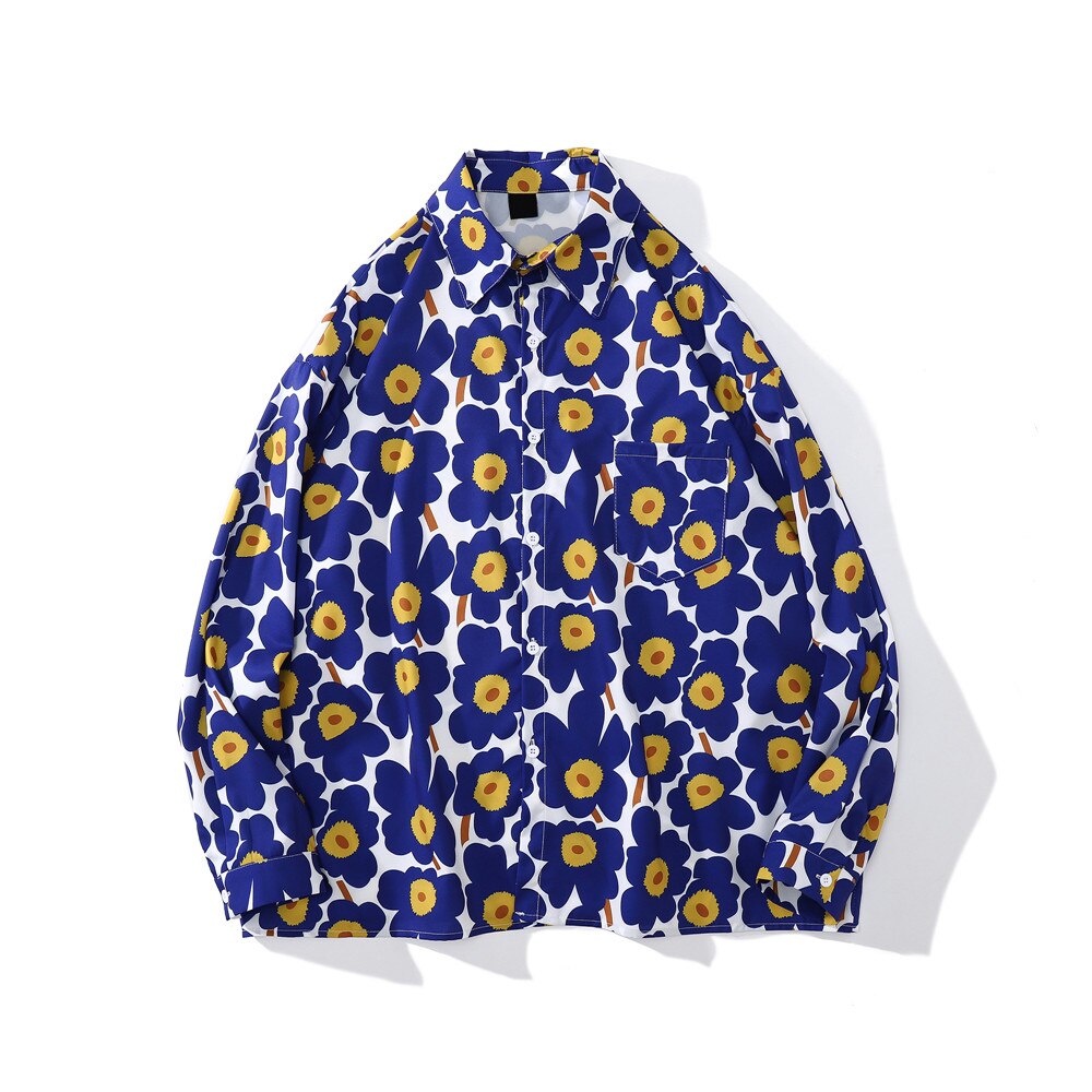 "Floral Garden" Unisex Men Women Streetwear Graphic Button Shirt Daulet Apparel