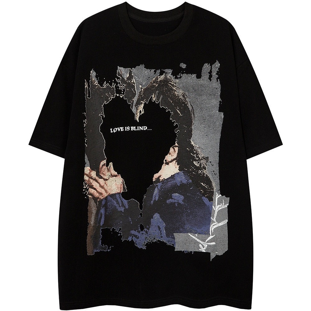 "Love Is Blind" Unisex Men Women Streetwear Graphic T-Shirt Daulet Apparel