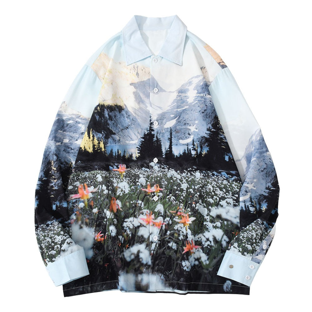 "Mountain Flowers" Unisex Men Women Streetwear Graphic Shirt Daulet Apparel