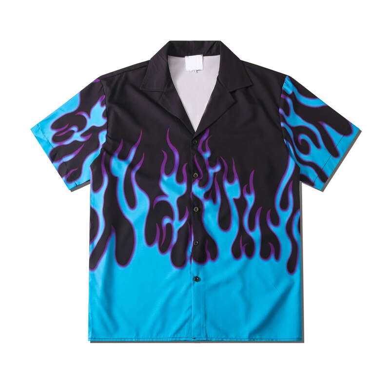 "Blue Flame" Unisex Men Women Streetwear Graphic Shirt Daulet Apparel