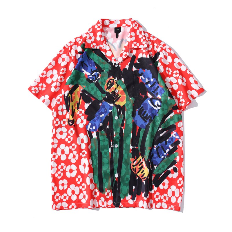 "Graf" Unisex Men Women Streetwear Graphic Button Up Shirt Daulet Apparel