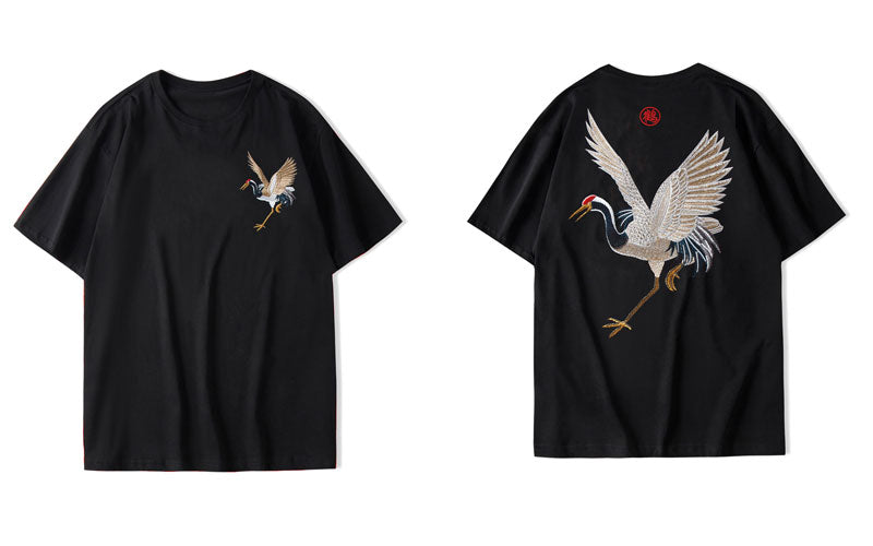 "Crane" Men Women Streetwear Unisex Graphic T-Shirt Daulet Apparel