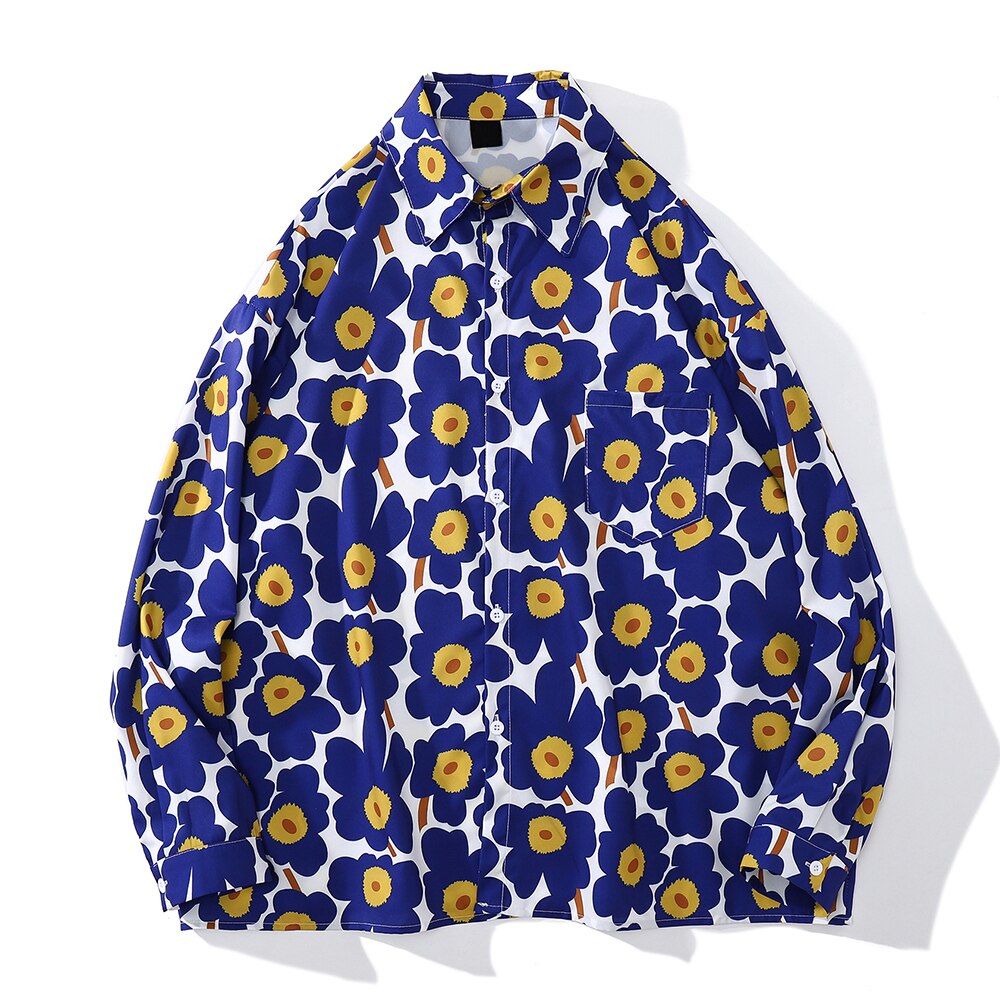 "Floral Garden" Unisex Men Women Streetwear Graphic Button Shirt Daulet Apparel