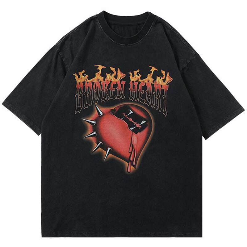 "Broken Heart" Unisex Oversized Men Women Graphic T-Shirt Daulet Apparel