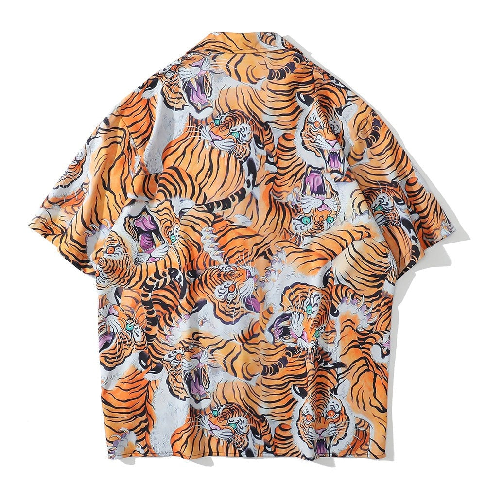 "Golden Tiger" Unisex Men Women Streetwear Graphic Shirt Daulet Apparel