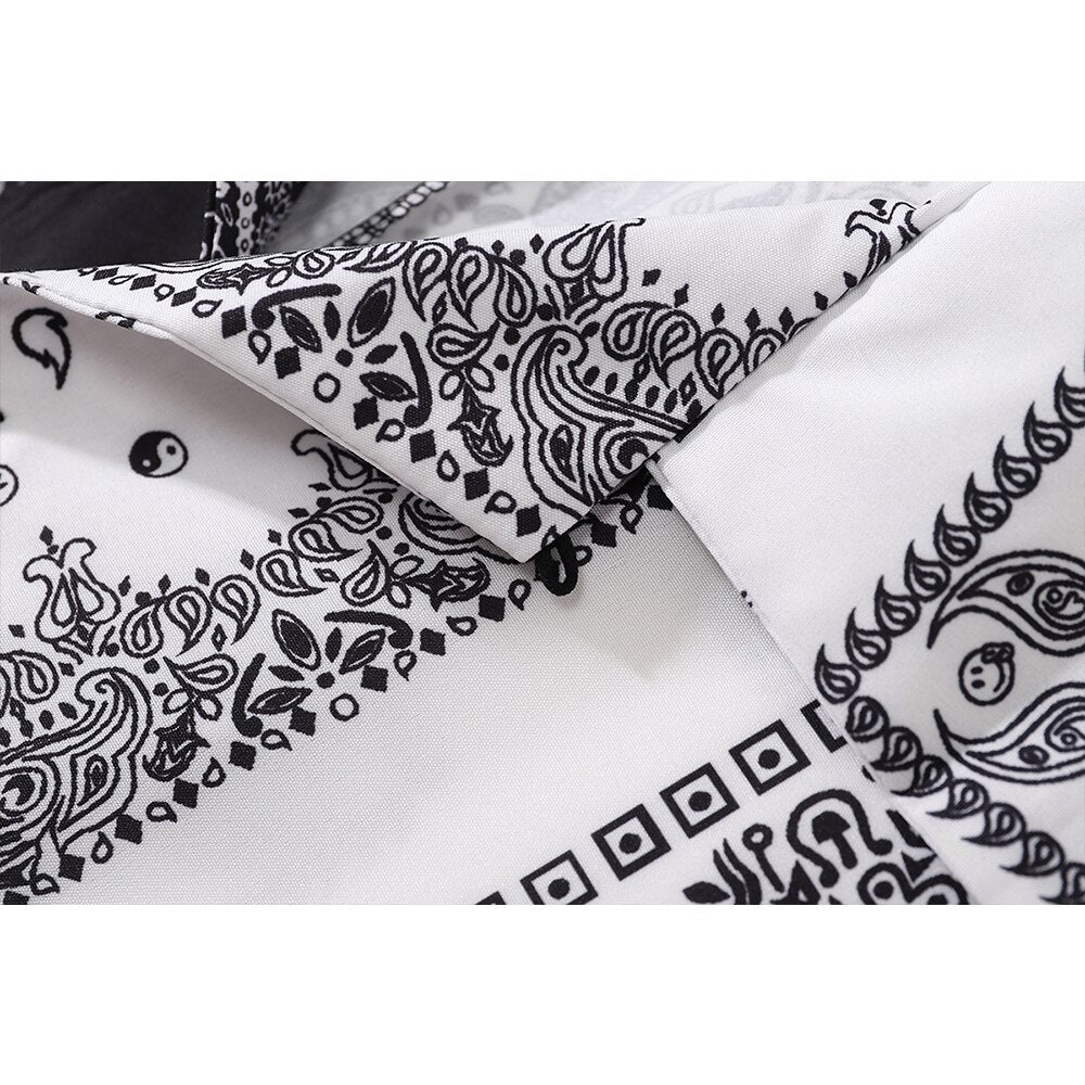 "Paisley" Unisex Men Women Streetwear Graphic Button Up Shirt Daulet Apparel