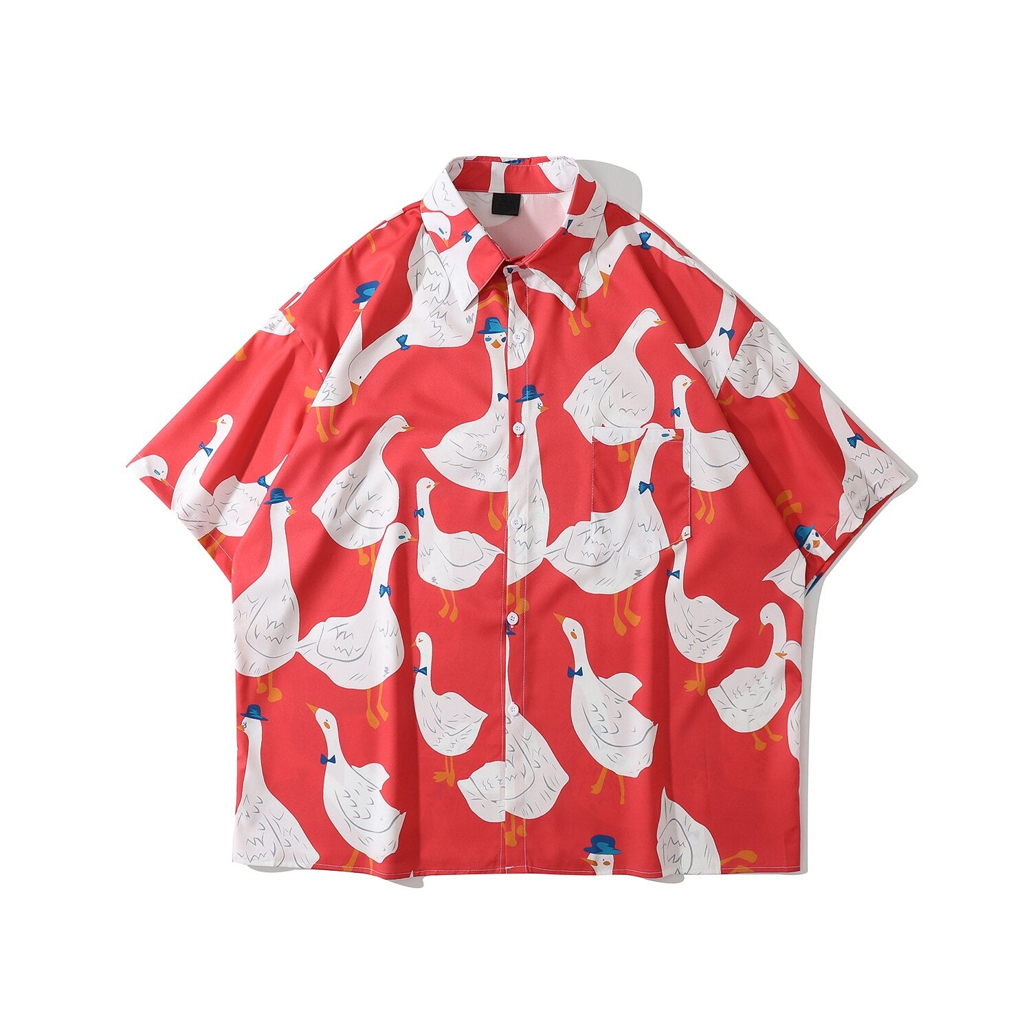 "Red Sky" Unisex Men Women Streetwear Graphic Button Shirt Daulet Apparel