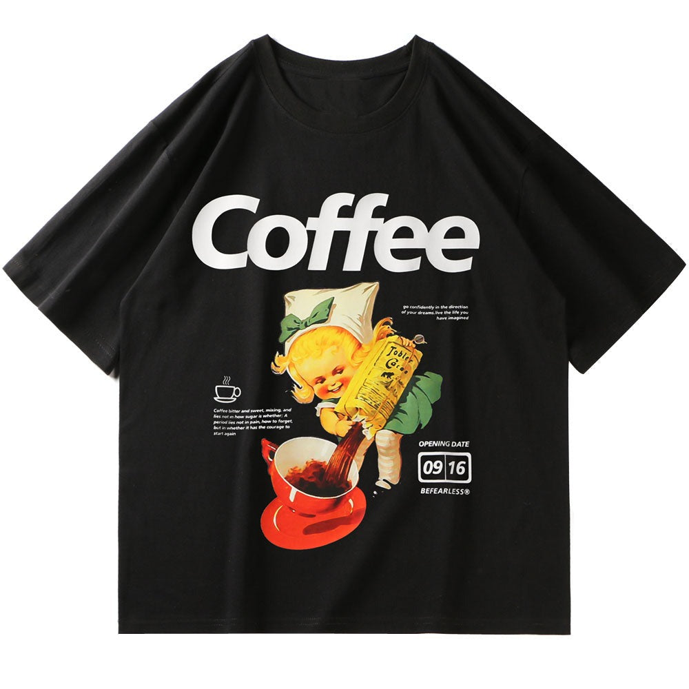 "Coffee Break" Unisex Men Women Streetwear Graphic T-Shirt Daulet Apparel