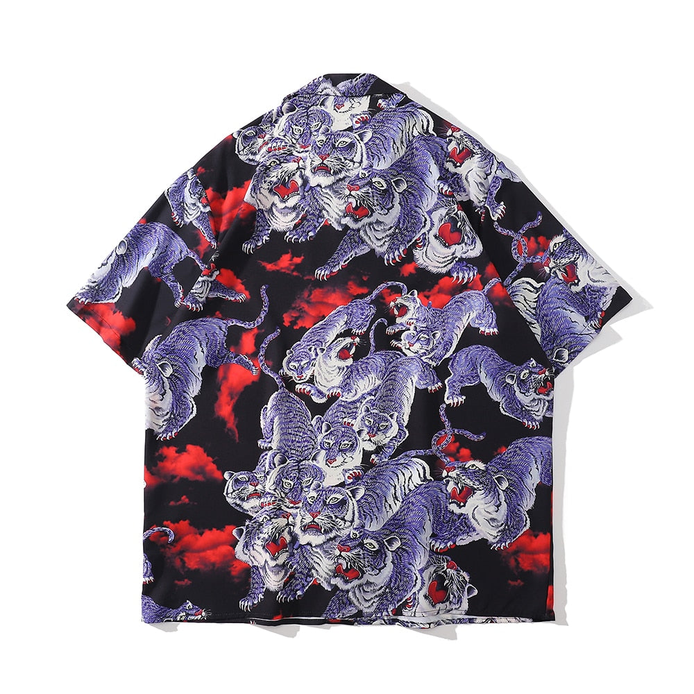 "Purple Dragon" Unisex Men Women Streetwear Graphic Button Shirt Daulet Apparel