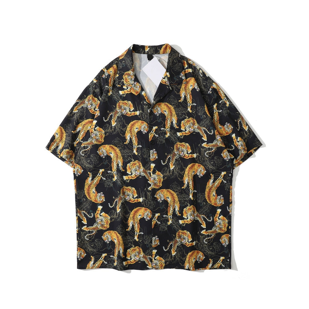 "Dark Leopard" Unisex Streetwear Men Women Button Shirt Daulet Apparel
