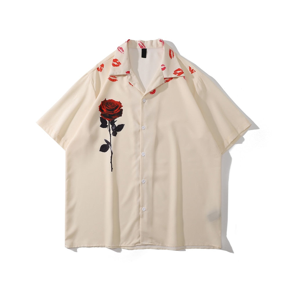 "Successful Rose" Unisex Men Women Streetwear Button Up Daulet Apparel