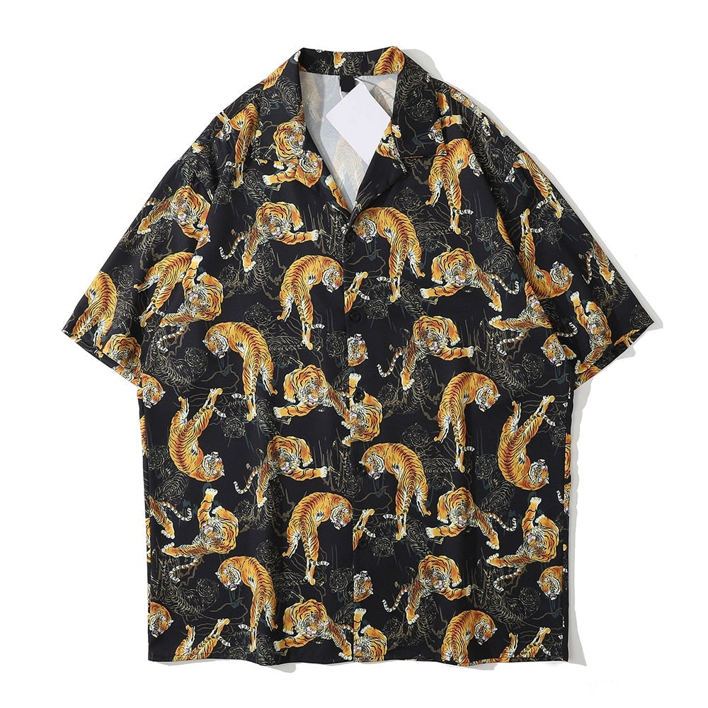 "Dark Leopard" Unisex Streetwear Men Women Button Shirt Daulet Apparel