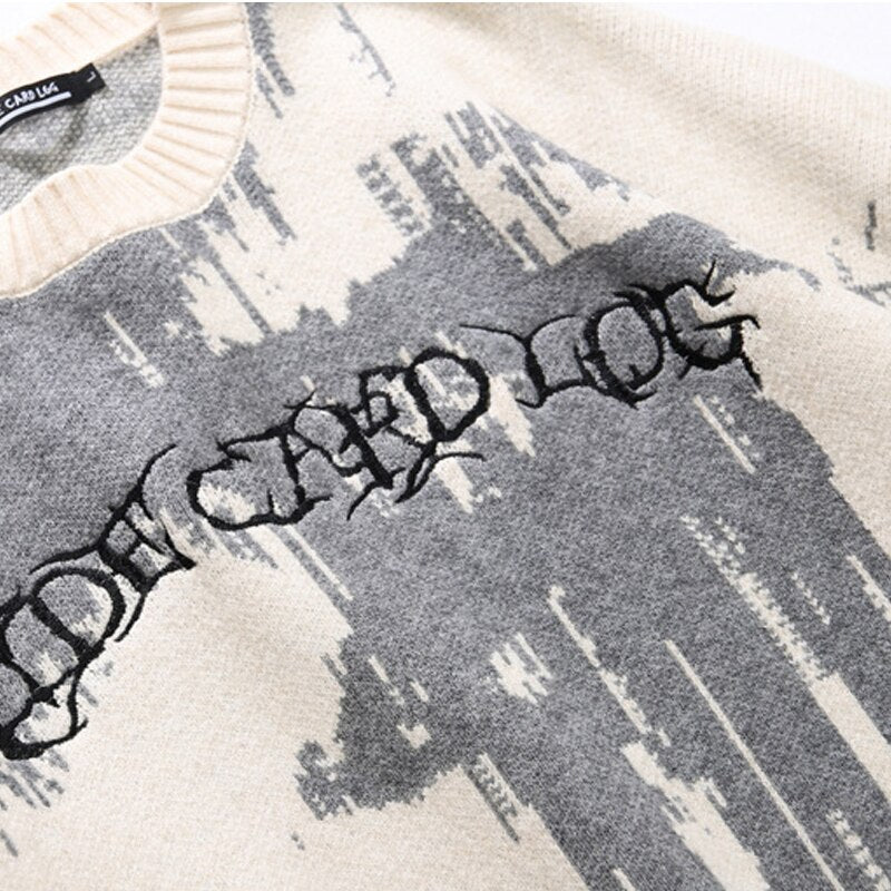 "Grey Waves" Unisex Men Women Streetwear Graphic Sweater Daulet Apparel