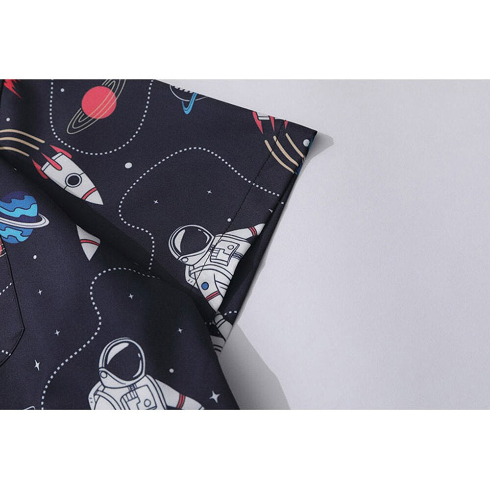 "Astro" Unisex Men Women Graphic Streetwear Button Up Shirt Daulet Apparel