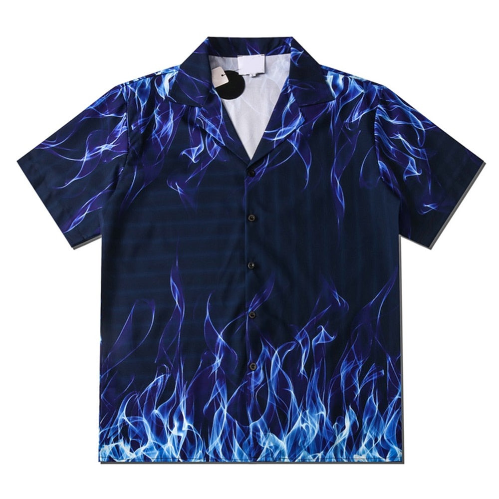 "Midnight Flame" Unisex Men Women Streetwear Graphic Shirt Daulet Apparel