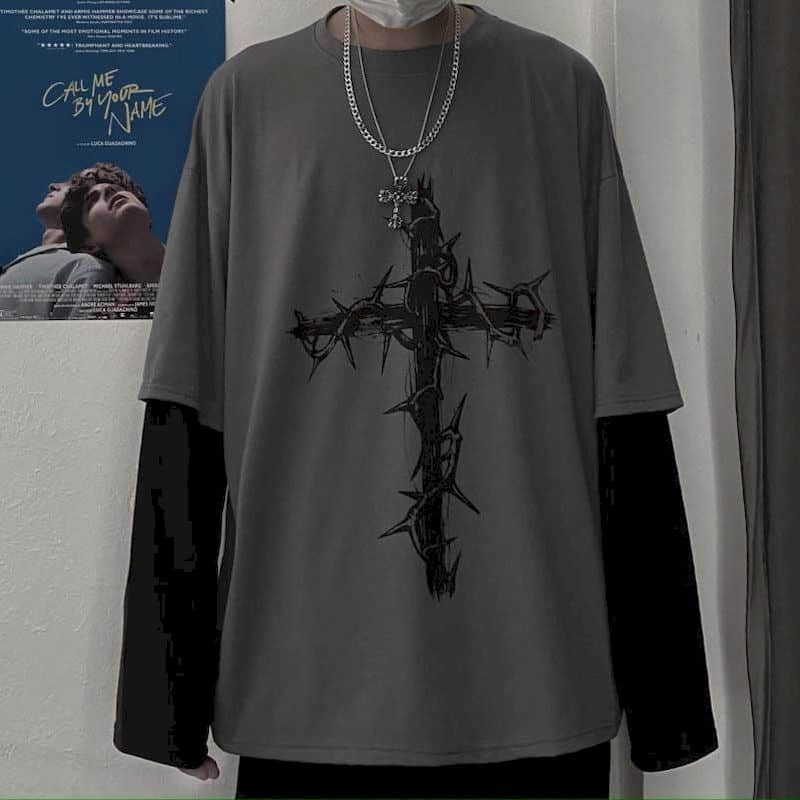 "Cross of Thorns" Unisex Men Women Streetwear Graphic Sweater Daulet Apparel