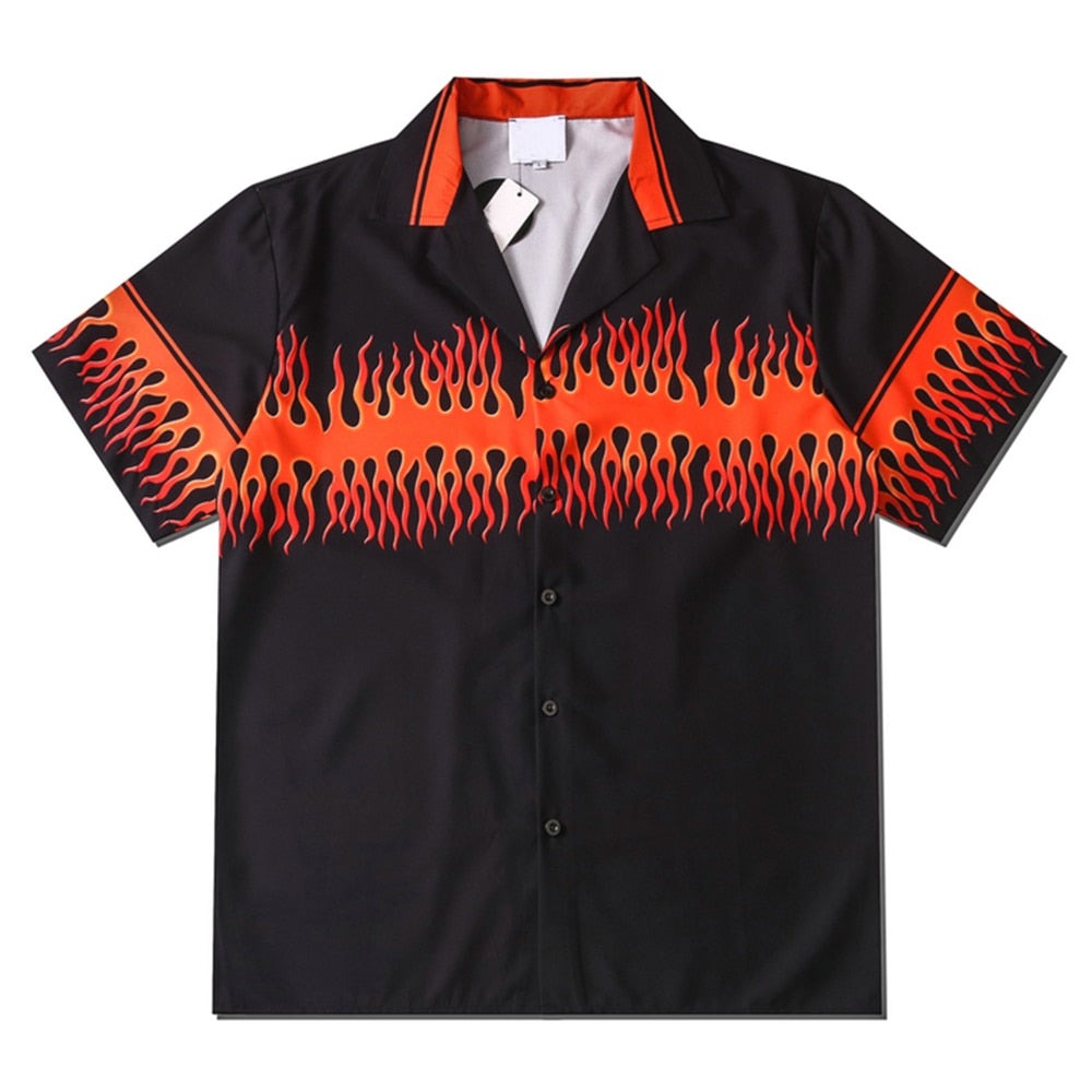 "Orange Flame" Unisex Men Women Streetwear Graphic Shirt Daulet Apparel