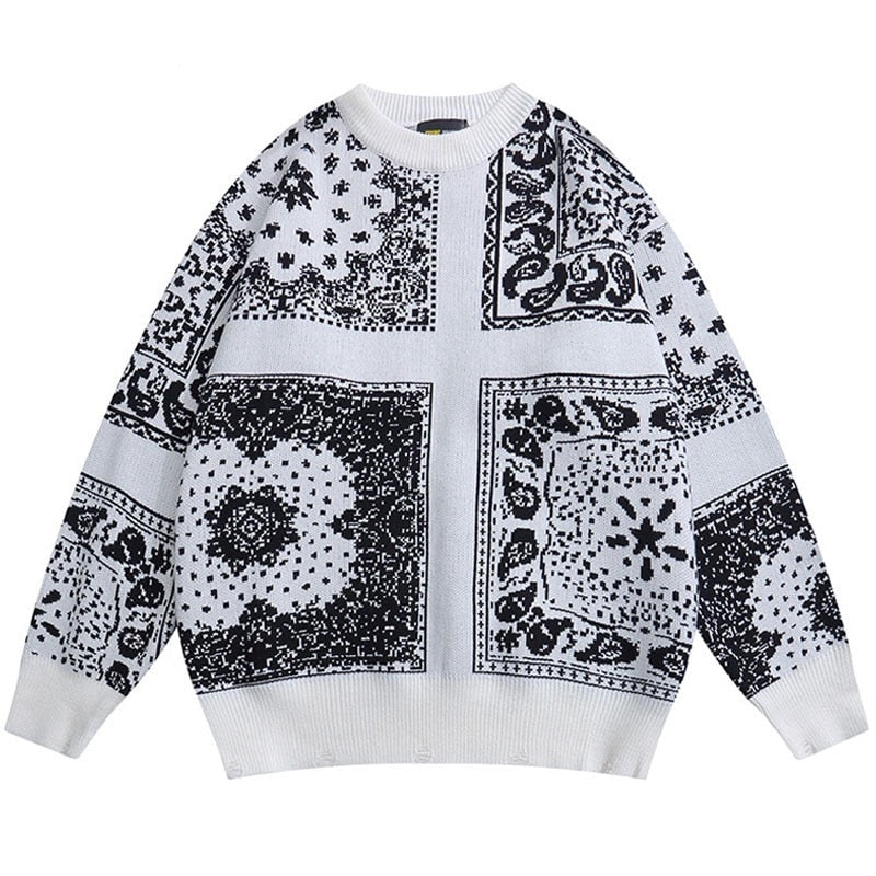 "White Bandana" Unisex Men Women Streetwear Graphic Sweater Daulet Apparel