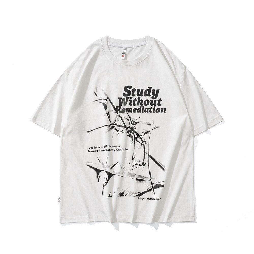 "Stop Studying" Unisex Men Women Streetwear Graphic T-Shirt Daulet Apparel