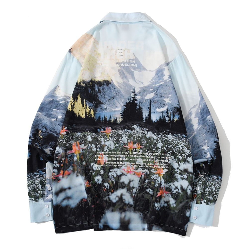 "Mountain Flowers" Unisex Men Women Streetwear Graphic Shirt Daulet Apparel